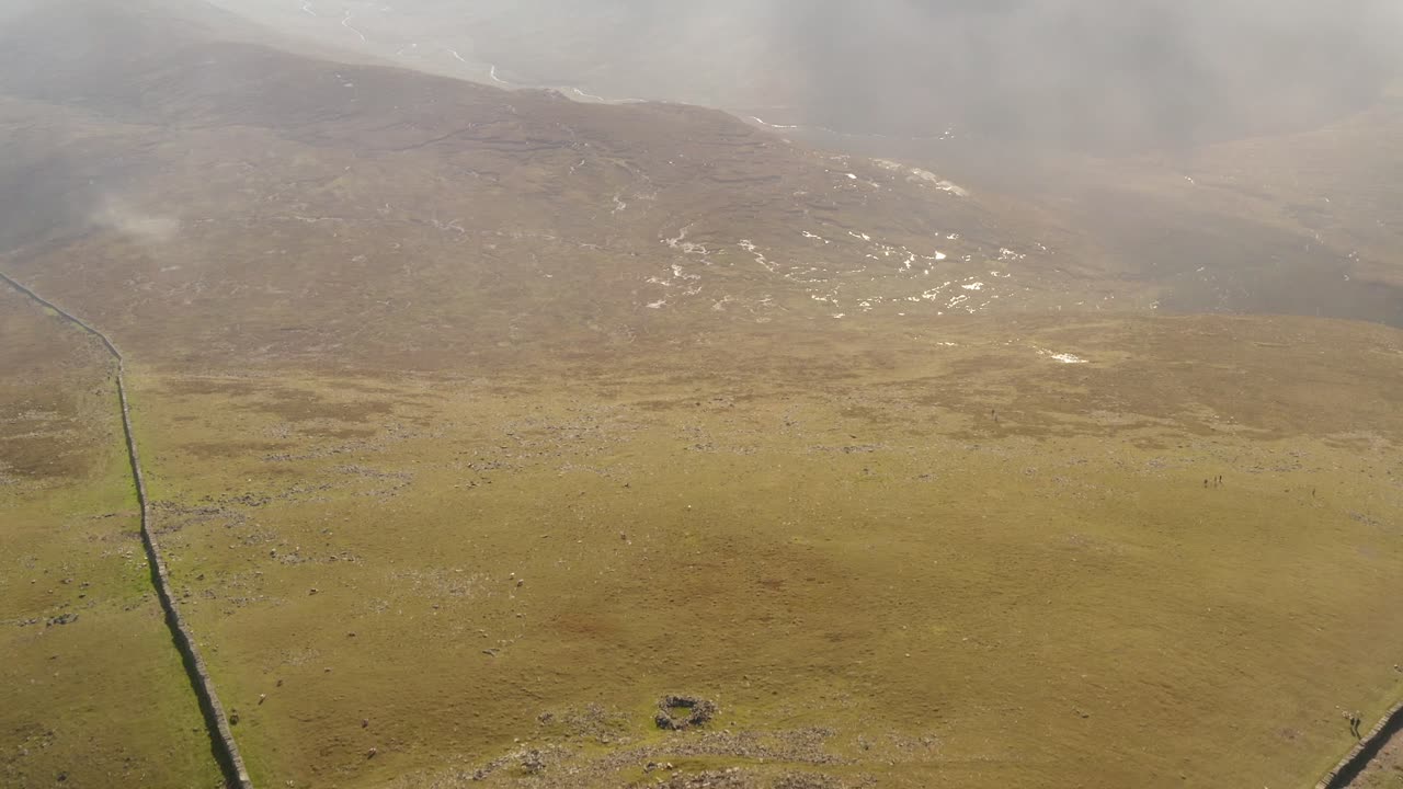 Mourne mountains aerial reveals Slieve Donard's peak