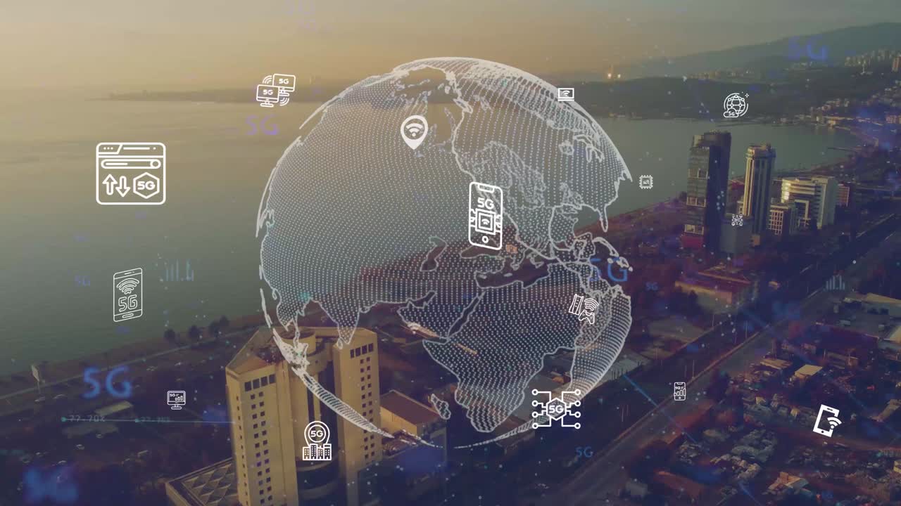 concepto de red de ciudad inteligente y comunicación. 5g. lpwa de baja potencia de área amplia. comunicación inalámbrica.