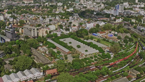 colombo sri lanka aerial v10 drone flyover pettah and area 10 capturing major rail hub maradana railway station from above, residential and industrial cityscape - shot with mavic 3 cine - april 2023