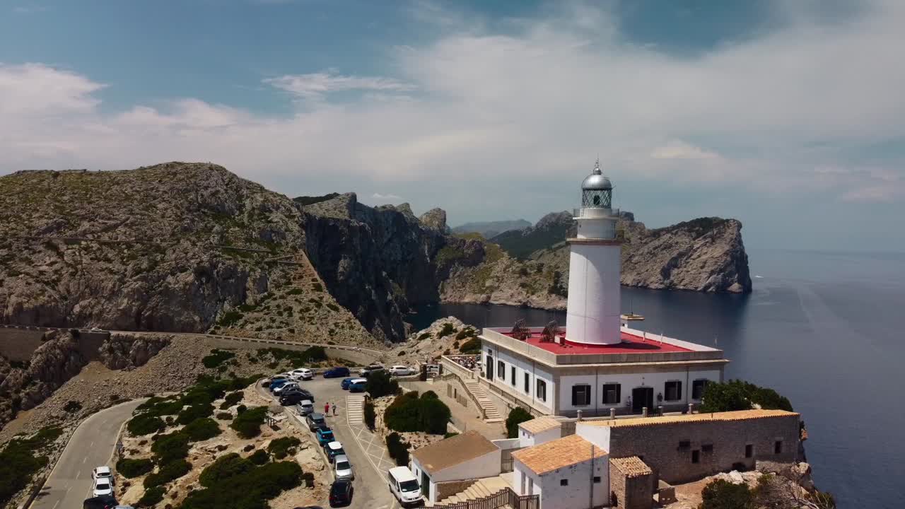 마요르카 (mallorca), 스페인, 카프 데 포르멘토르 (cap de formentor), 드론 도 (drone orbit)