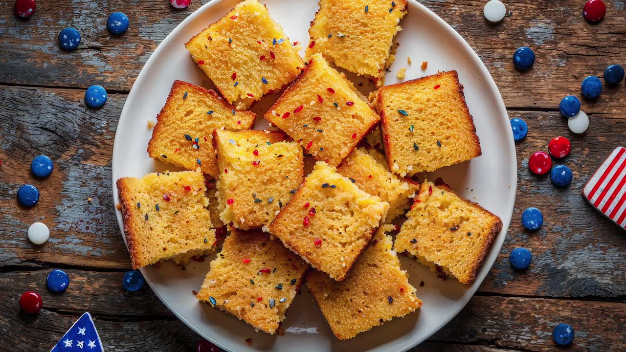 pastel del 4 de julio con salpicaduras rojas, blancas y azules