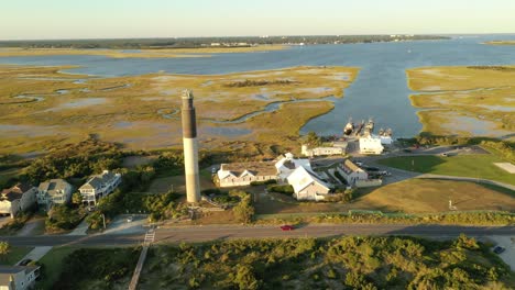 aerial view of the oak island lighthouse