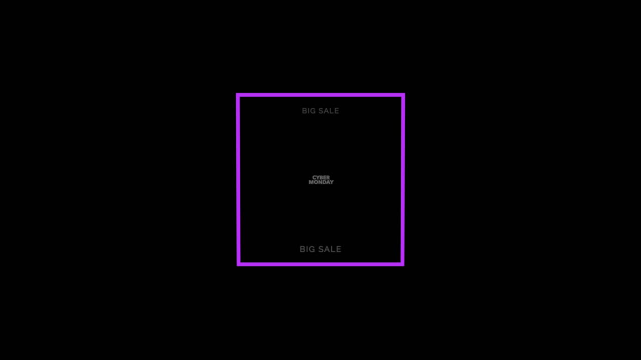 киберпонедельник в фиолетовой рамке на черном современный градиент