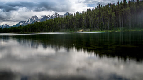 timelapse at herbert lake in canada on a gloomy day