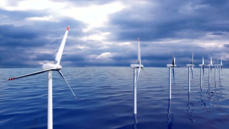wind generators farm in ocean seamless loop