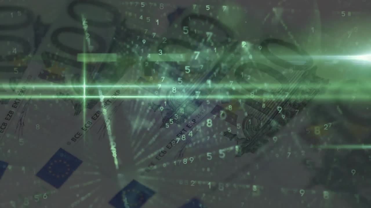 유로 지폐에 대한 데이터 처리의 애니메이션