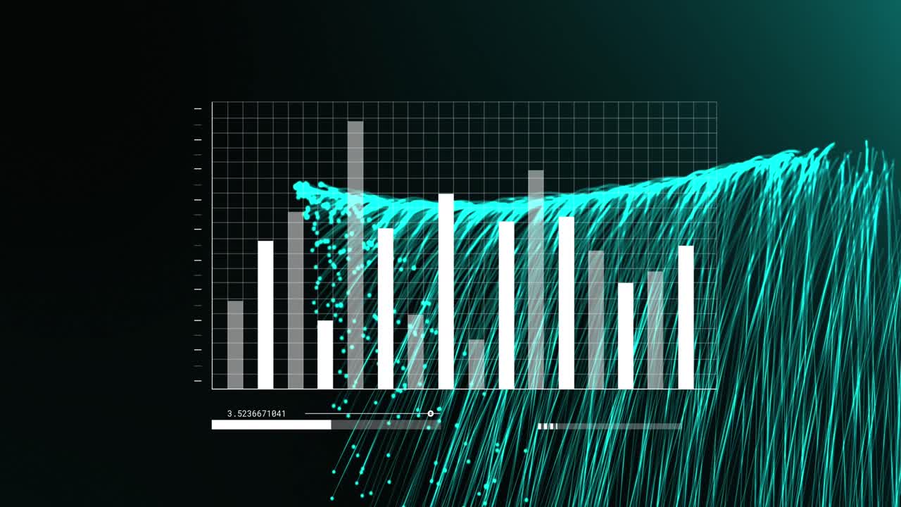 animación del procesamiento de datos y rastros de luz verde sobre fondo negro