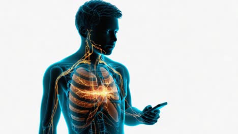 anatomy of a man using a phone