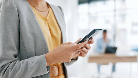 Typing,-phone-and-hands-of-business-woman