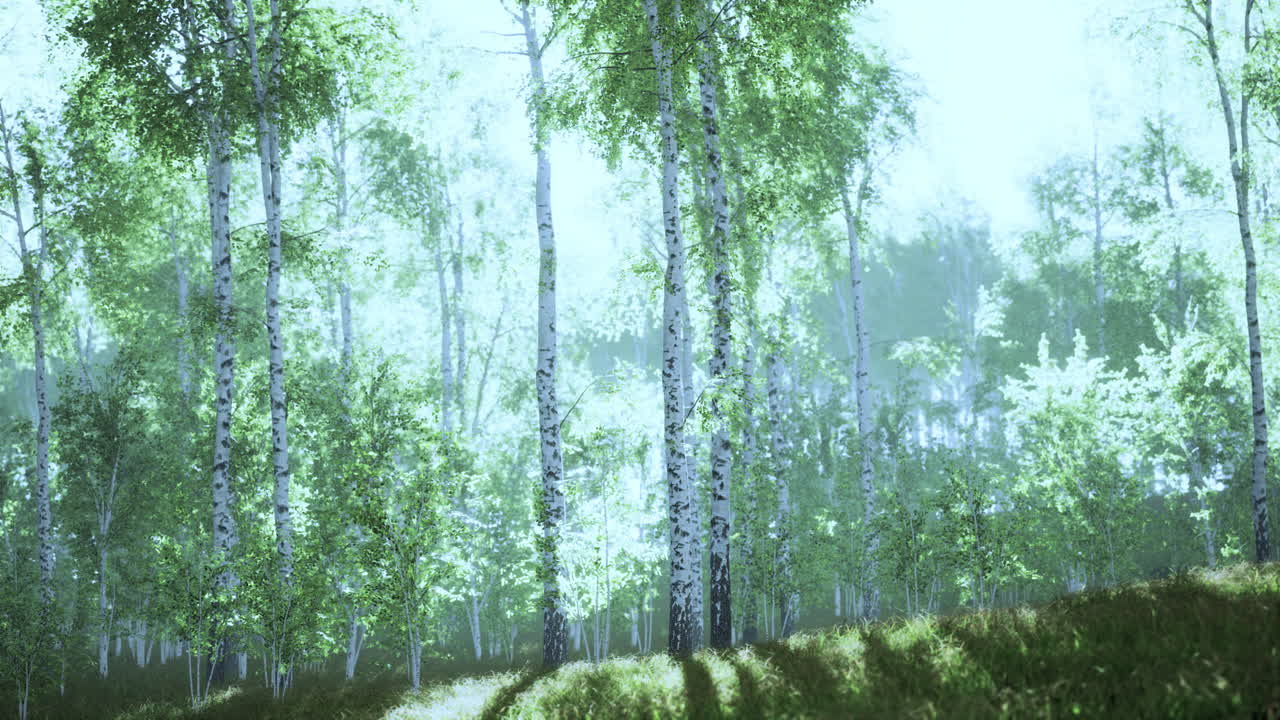 Spring in the birch grove forest