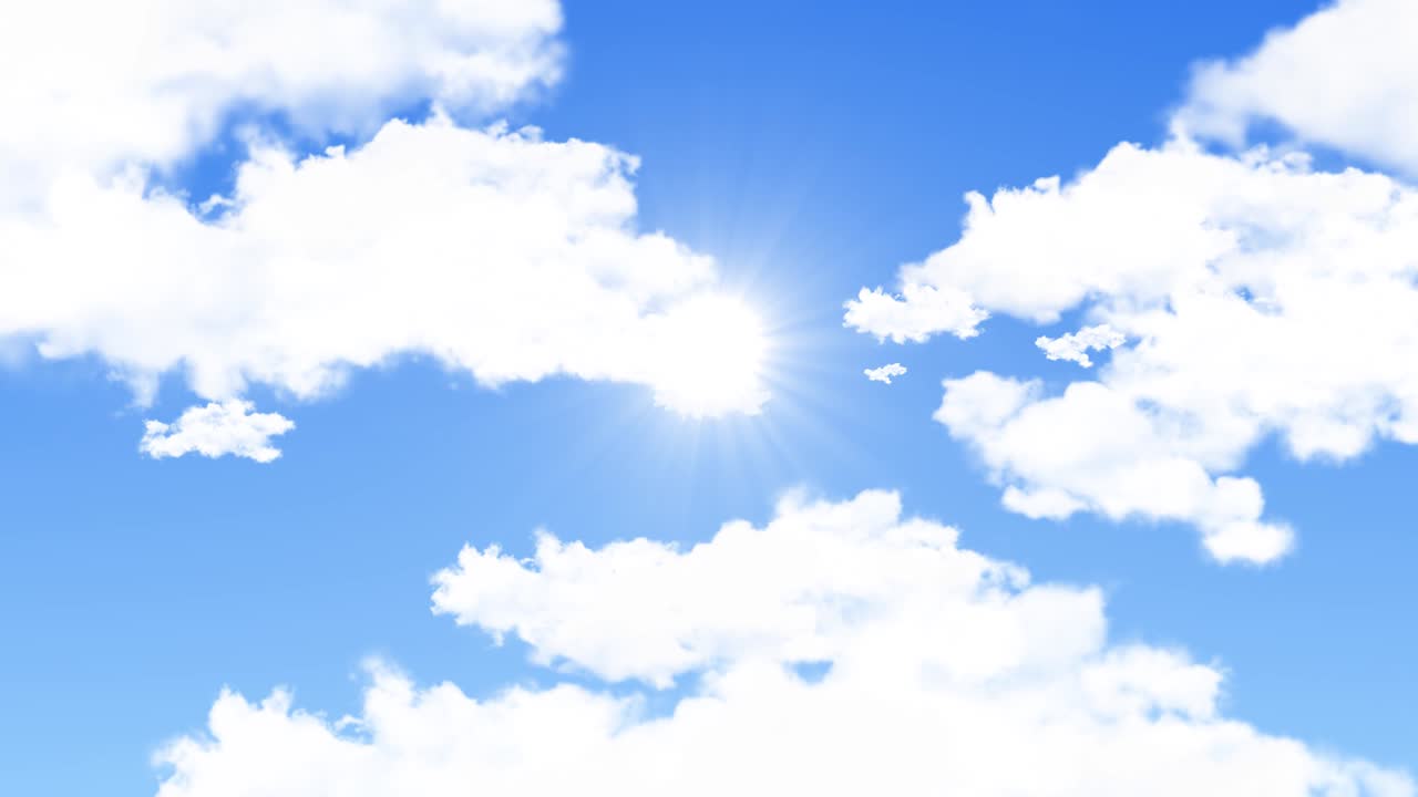 아름다운 추상적인 구름과 파란 하늘 루프 애니메이션 배경 녹색 화면