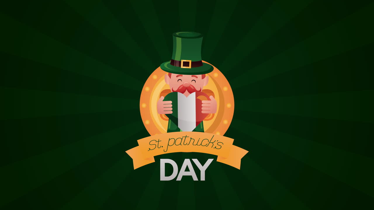 세인트 패트릭스 데이: 엘프 캐릭터와 함께 애니메이션 카드