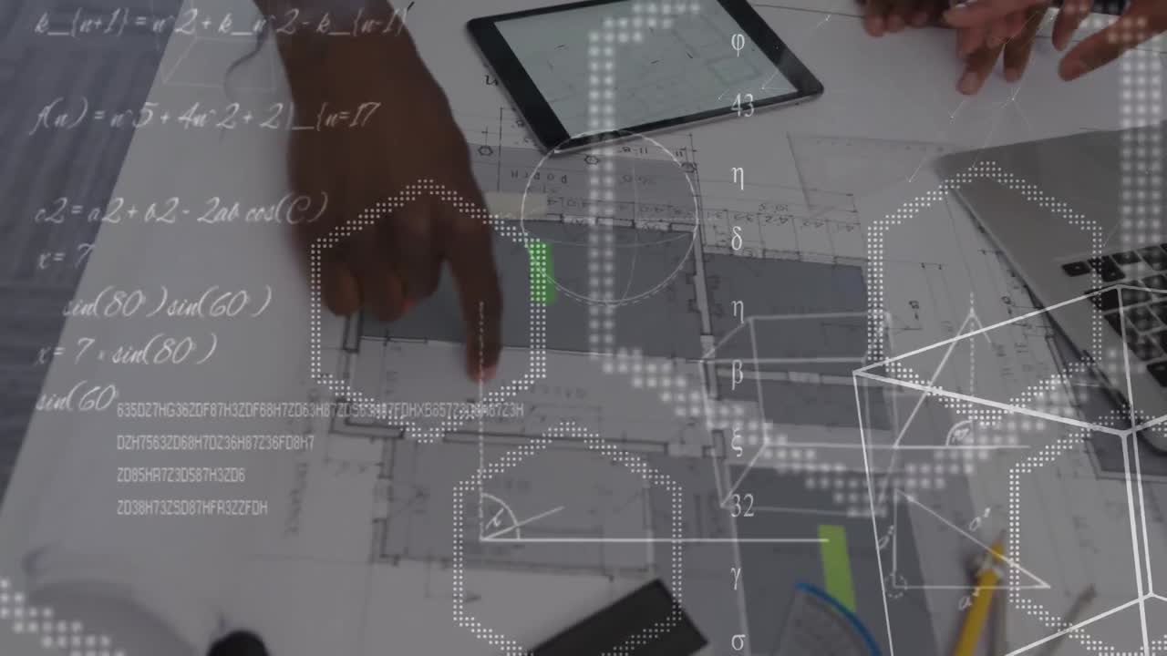 사무실에서 다양한 비즈니스 사람들에 대한 데이터 처리의 애니메이션