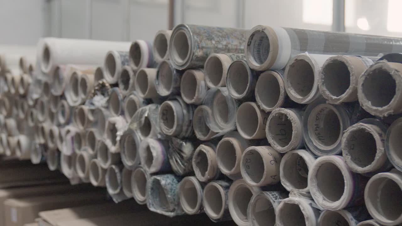 Rolls Of Stock Inventory Of Leather Manufactured In A Textiles Factory In Pakistan