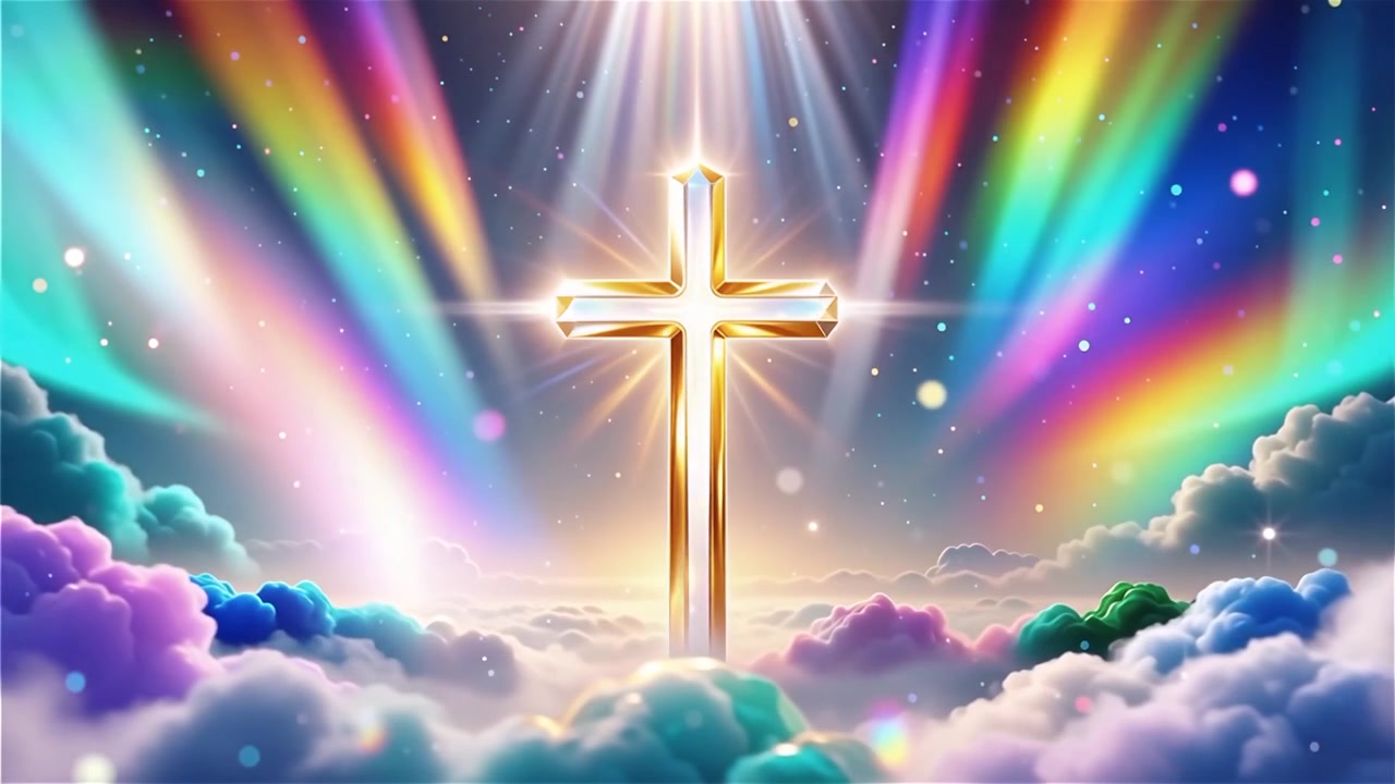 Christian Cross Heavenly Light Worship Background