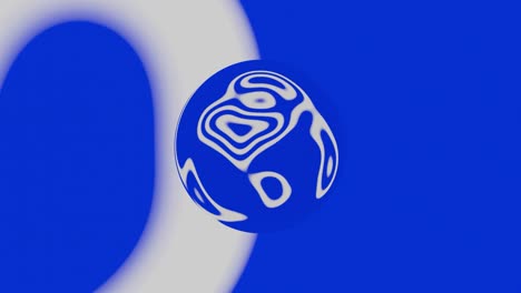 esfera 3d abstracta con patrón blanco sobre fondo azul