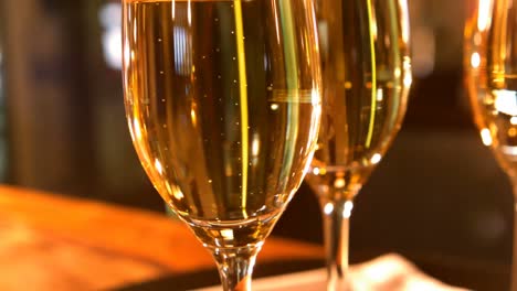 close-up of champagne glasses