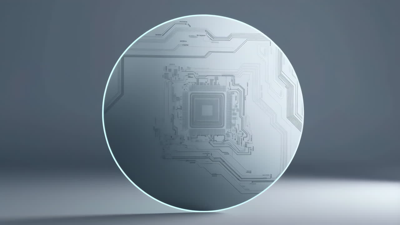 Abstract Digital Circuit Sphere with Glowing Elements