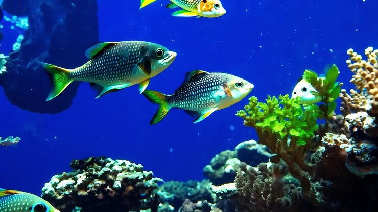 Colorful Fish Swimming in a Coral Reef