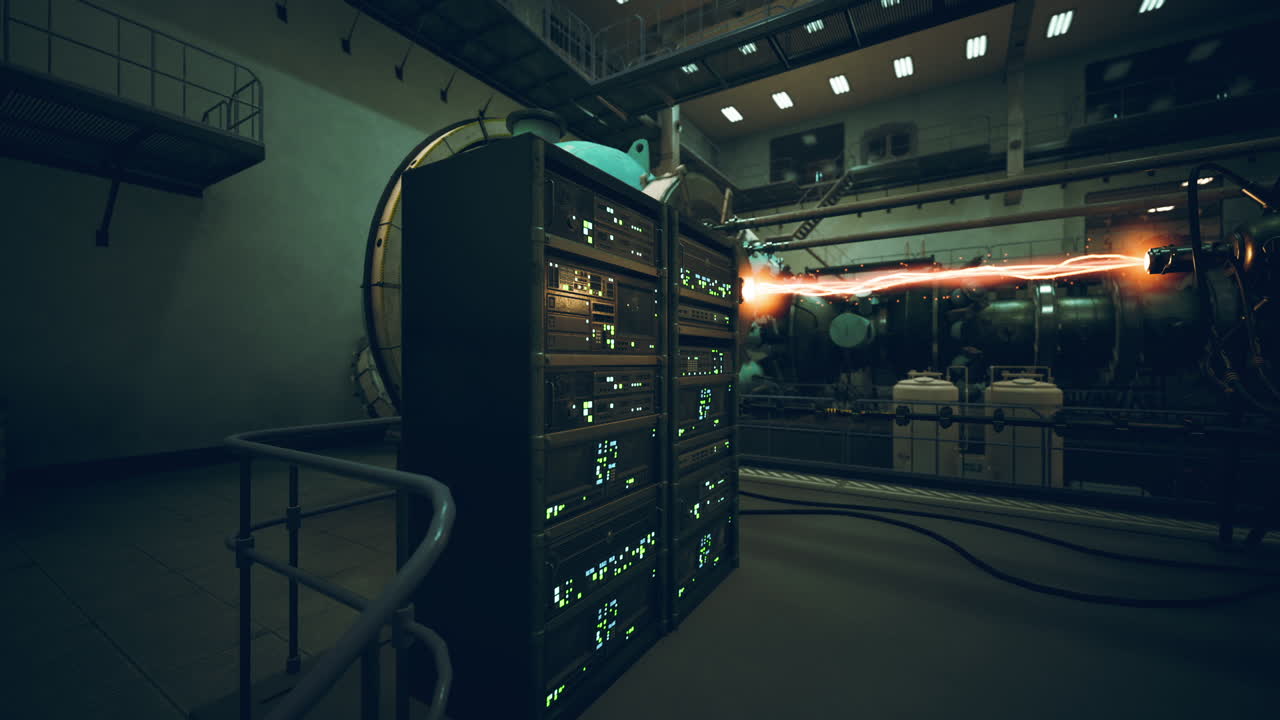 Exploring a futuristic laboratory with advanced technology and energy sources