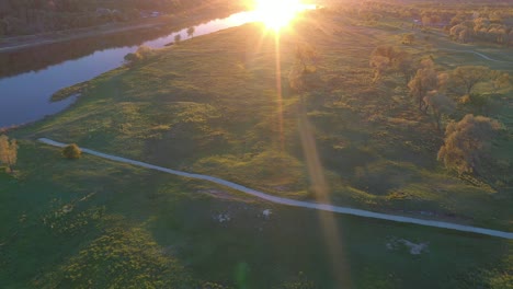 drone aerial view of beautiful park in kaunas, lithuania