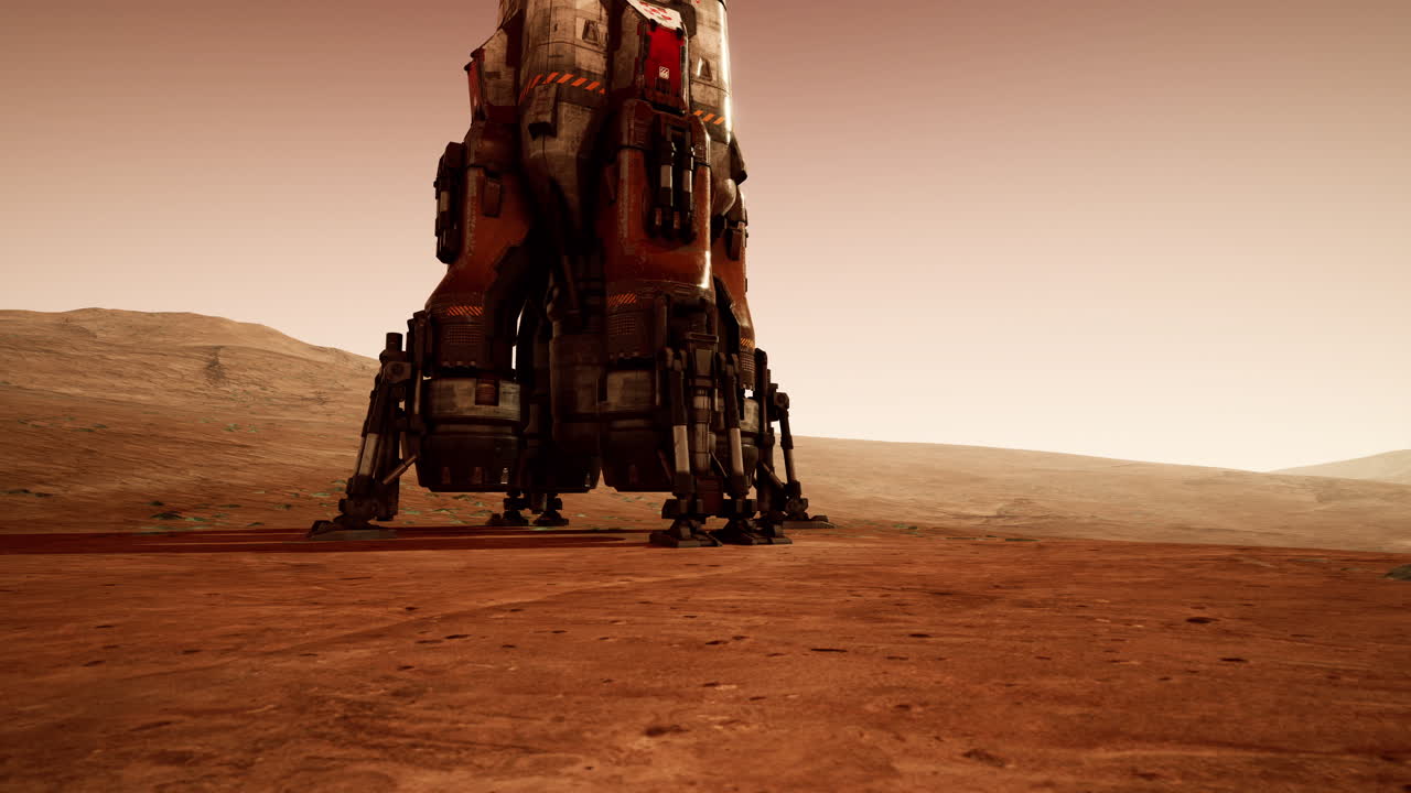 Mars-tukikohdan tutkimus futuristisilla laskeutumisvarusteilla päivänvalossa