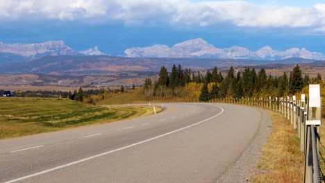 travelling a highway towards the foothills of the rocky mountains