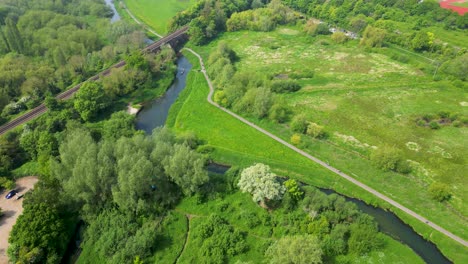 drone shot of the river stour running out of canterbury