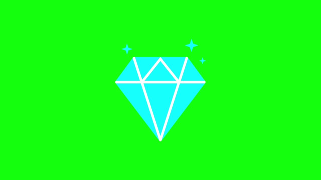 Color diamond gem jewel icon flat 10 animations green screen chroma key