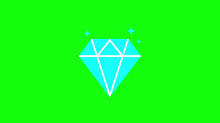 Color diamond gem jewel icon flat 10 animations green screen chroma key