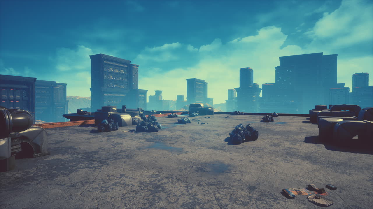 Post apocaliptic landscape of city