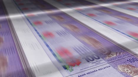 impresión de hojas de dinero de ringgit de malasia en bucle sin costuras