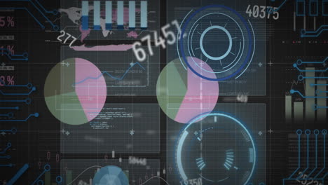 Animation of changing numbers and statistical data processing against round scanner
