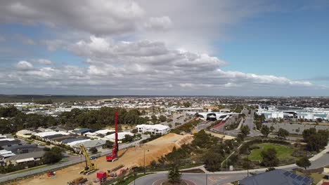 Yanchep-Rail-Extension-Works-North-Of-Butler-Station-Perth,-Aerial-Tilt-Down