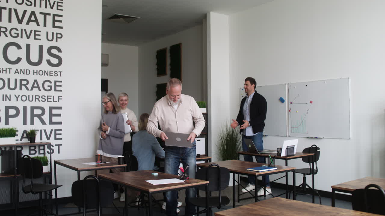 Male teacher starting the class