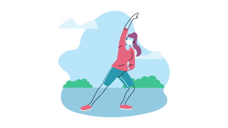 joven con máscara médica para la prevención de covid-19 practicando ejercicio