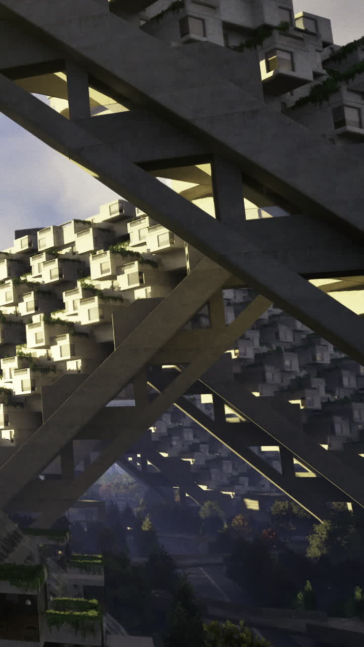 Unique architecture design showing structures and green spaces in city