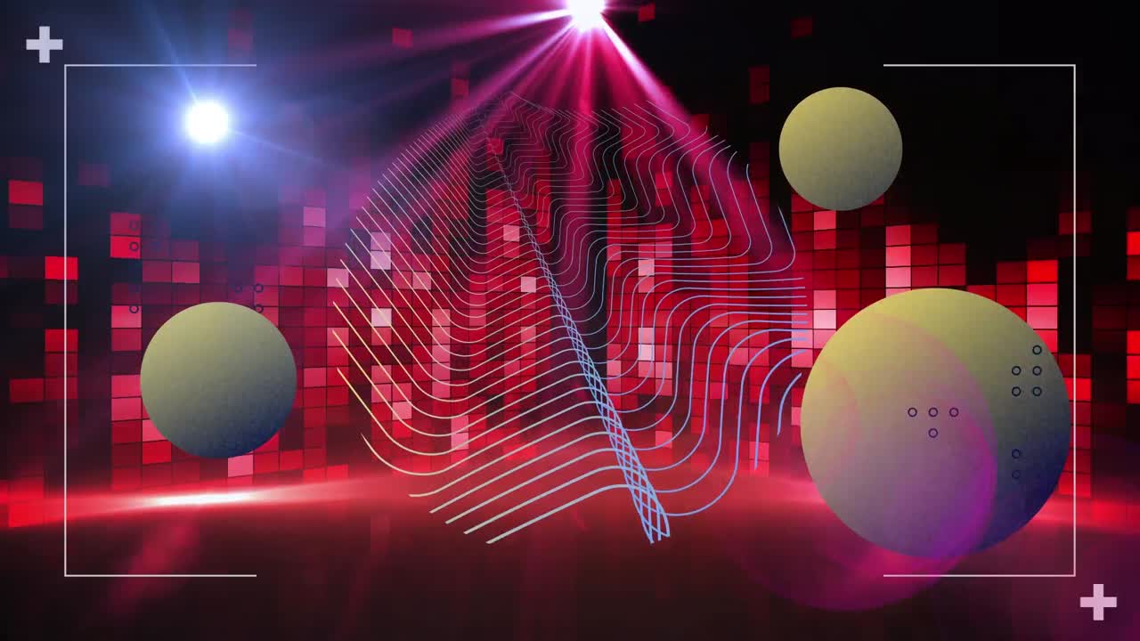 animación de formas sobre columnas en movimiento sobre fondo negro