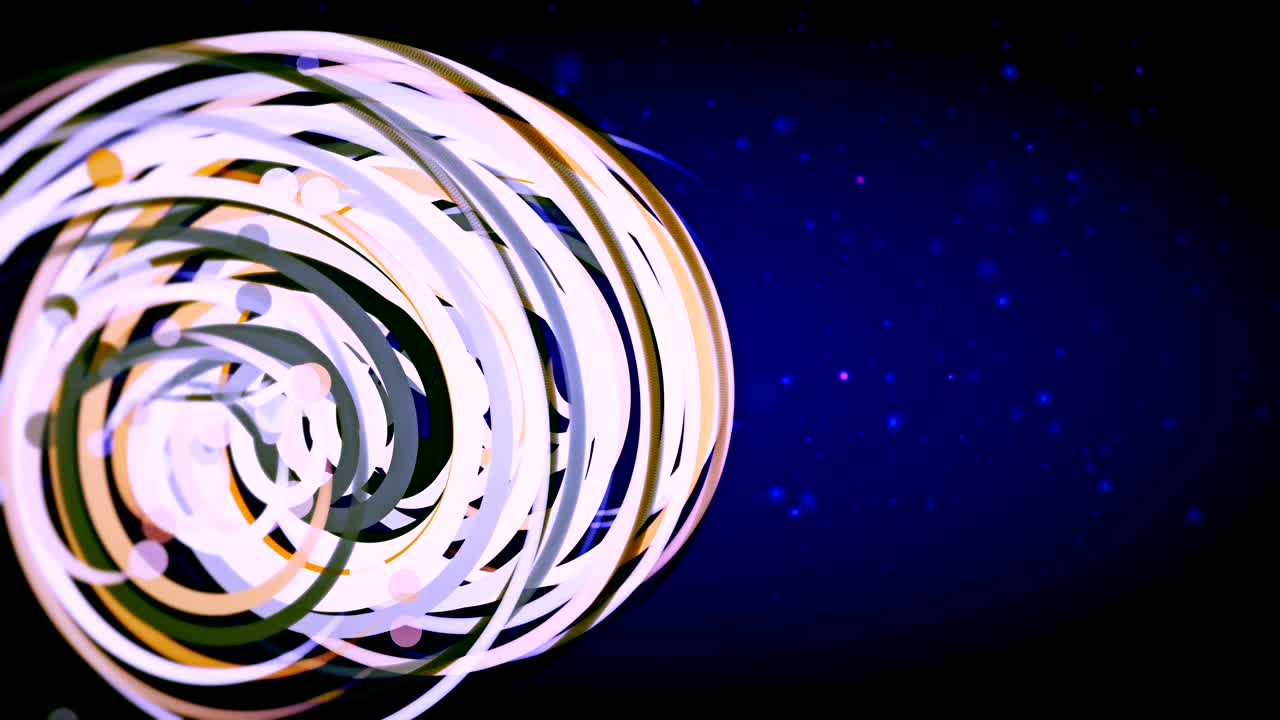 Abstract motion graphics with colored spiral on blue background. 4k