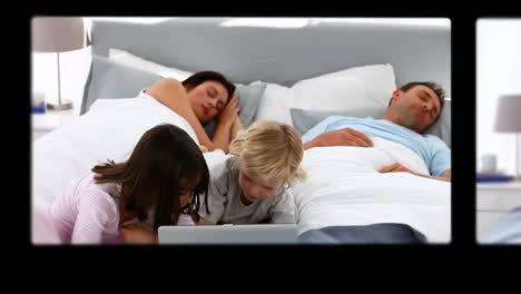 montaje de familias que pasan tiempo juntas
