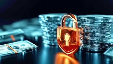 financial security with lock and money