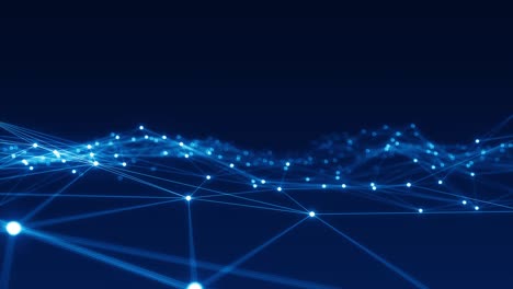 motion graphic of blue dot and line connection with polygonal technology abstract background camera zoom seamless loop video