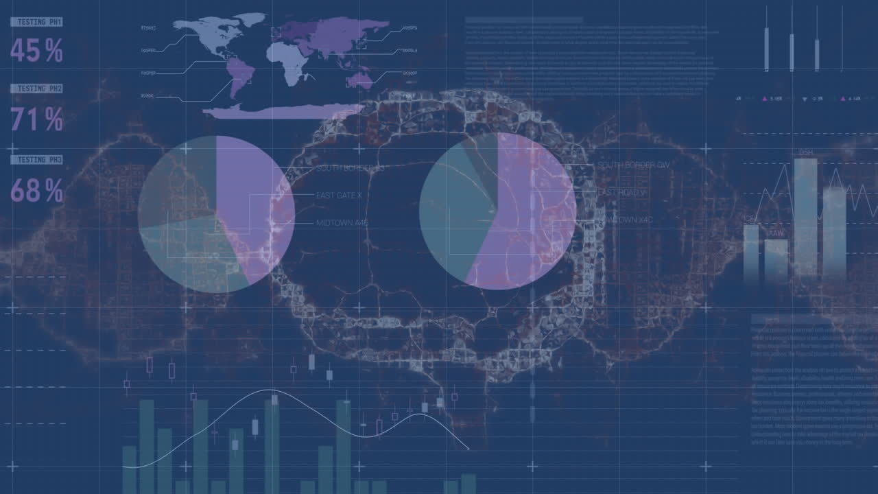 animación del procesamiento de datos financieros a través del cerebro digital