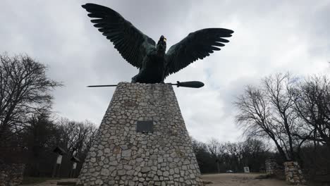 turul memorial, hungarian historical and mythological monument with the surrounding park in tatabanya