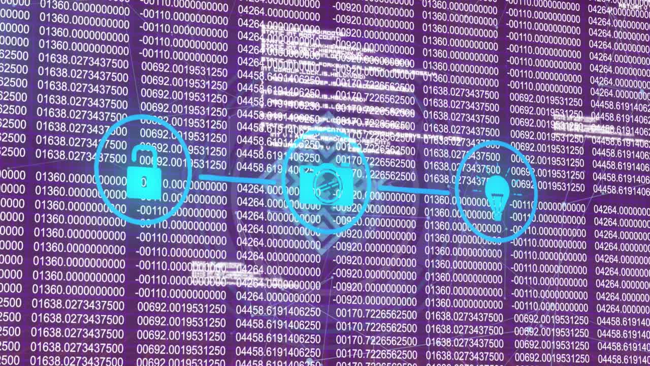 검은색 배경에 데이터 처리를 통해 연결 네트워크의 애니메이션