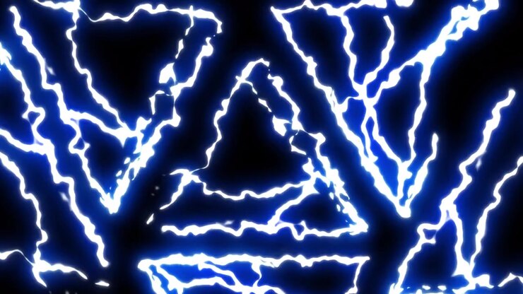 4K Triangel Background Flash Electric Lightning Thunder Comic Animation with Glow Blue Neon Effect Thunder
