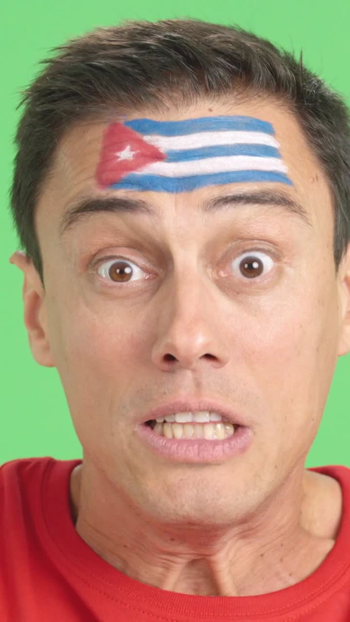 Man with cuban national flag upset with a referee