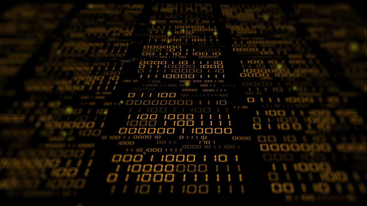 Animation of binary coding and data processing