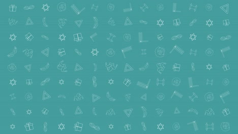 purim holiday flat design animation background with traditional outline icon symbols