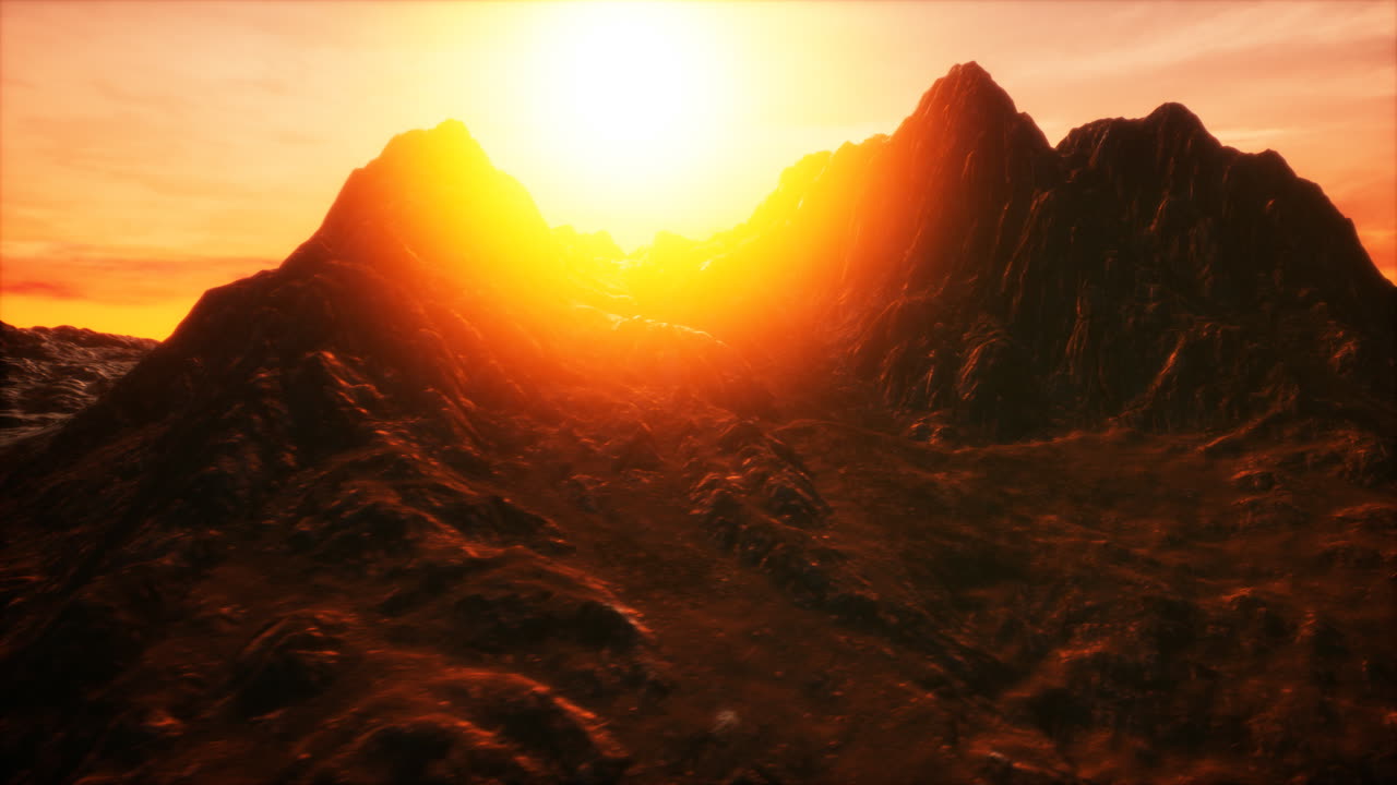 puesta de sol en el valle rocoso